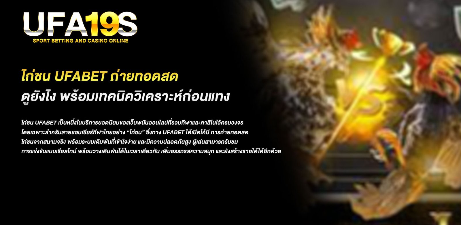 ไก่ชน ufabet ถ่ายทอดสด ดูยังไง พร้อมเทคนิควิเคราะห์ก่อนแทง